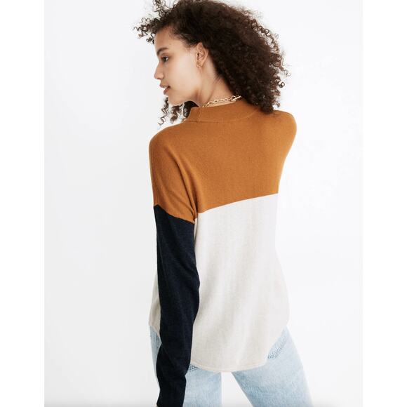 Madewell Brown and Cream Colorblock Turtleneck Sweater - Picture 3 of 8